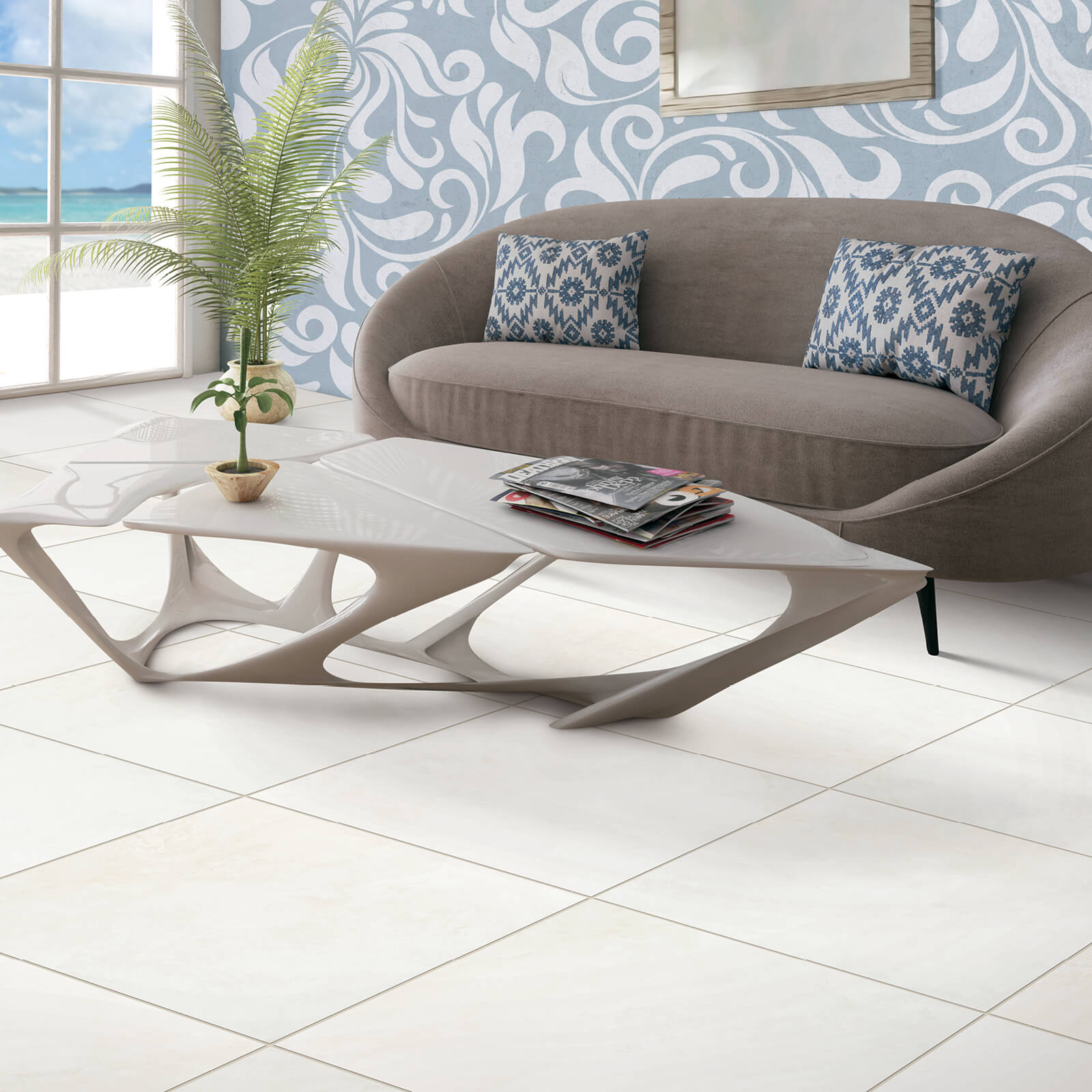 tile flooring in living room | Endwell Rug & Floor | Endicott and Oneonta, NY